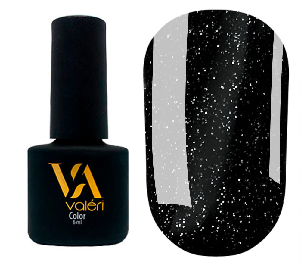 Гель-лак Valeri Color, 6 ml №151 чорний з блискітками