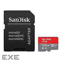 Карта памяти SANDISK microSDXC Ultra 128GB UHS-I A1 Class 10 + SD-adapter (SDSQUAB-128G-GN6MA)