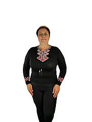 Джемпер вишиванка жіноча  універсальний 48-52рр ромбик Чорний