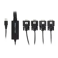 Кабель Viewcon USB - 4хCOM (M/M), (9+25pin), 1.4 м, Black (VE671)