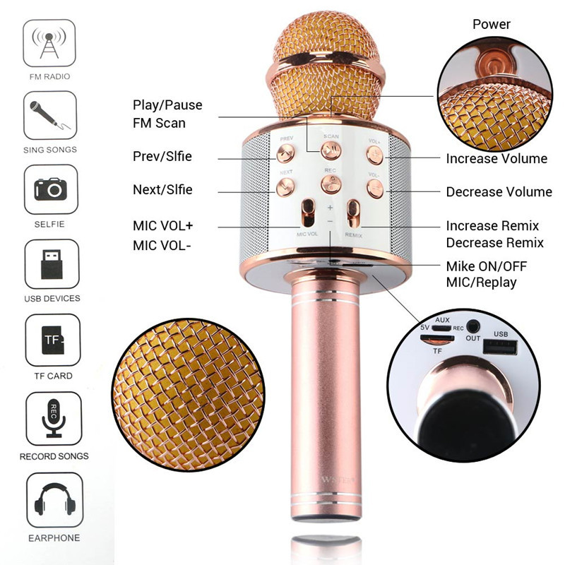 Бездротовий Bluetooth мікрофон для караоке KTV-858