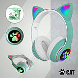 Бездротові Bluetooth-навушники AKS-28 з мікрофоном і LED RGB підсвіткою котячі вушка, фото 7