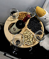 Винный столик, Винный стол, деревянный винный столик, менажница 35х35х17см