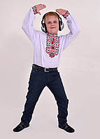 Вишиванка для хлопчика (поплін, д/р) Підполковник червона зріст 110-152