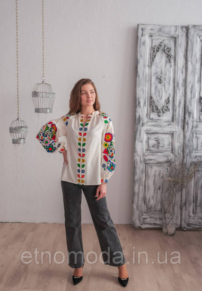 Вишиванка жіноча (льон, бавовна, віскоза) Веснянка