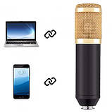 Студійний конденсаторний мікрофон DM-800 зі стійкою і вітрозахистом Black/Gold, фото 9