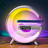 Багатофункціональна лампа нічник із бездротовою зарядкою, Bluetooth Колонкою, будильником, RGB-підсвіткою, фото 6