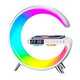 Багатофункціональна лампа нічник із бездротовою зарядкою, Bluetooth Колонкою, будильником, RGB-підсвіткою, фото 7