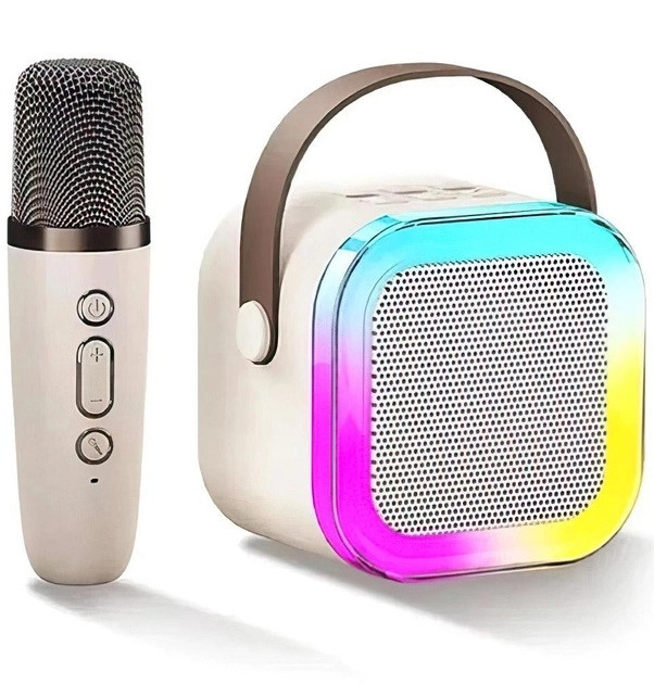 Портативна Bluetooth колонка з мікрофоном K12 Бездротова Міні караоке з RGB підсвічуванням для дітей