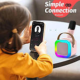 Портативна Bluetooth колонка з мікрофоном K12 Бездротова Міні караоке з RGB підсвічуванням для дітей, фото 2