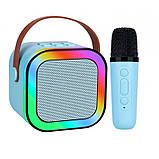 Портативна Bluetooth колонка з мікрофоном K12 Бездротова Міні караоке з RGB підсвічуванням для дітей, фото 9