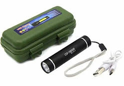 Ручний LED ліхтар акумуляторний кишеньковий ліхтарик USB заряджання Bailong BL 517 в кейсі