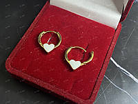 Женские позолоченные серьги-кольца (конго) с белой эмалью Xuping позолота 18К Бархатном футляре