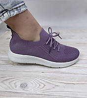 Женские кроссовки мокасины летние тканевые № 33-122 Princess фиолетовые