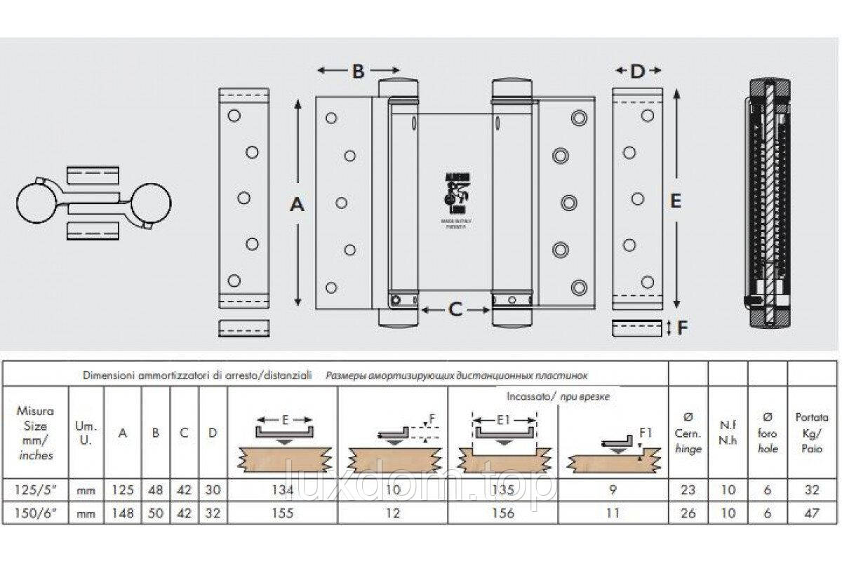 Петля барна 101OA125B з гальмом антична латунь 125мм, фото 1