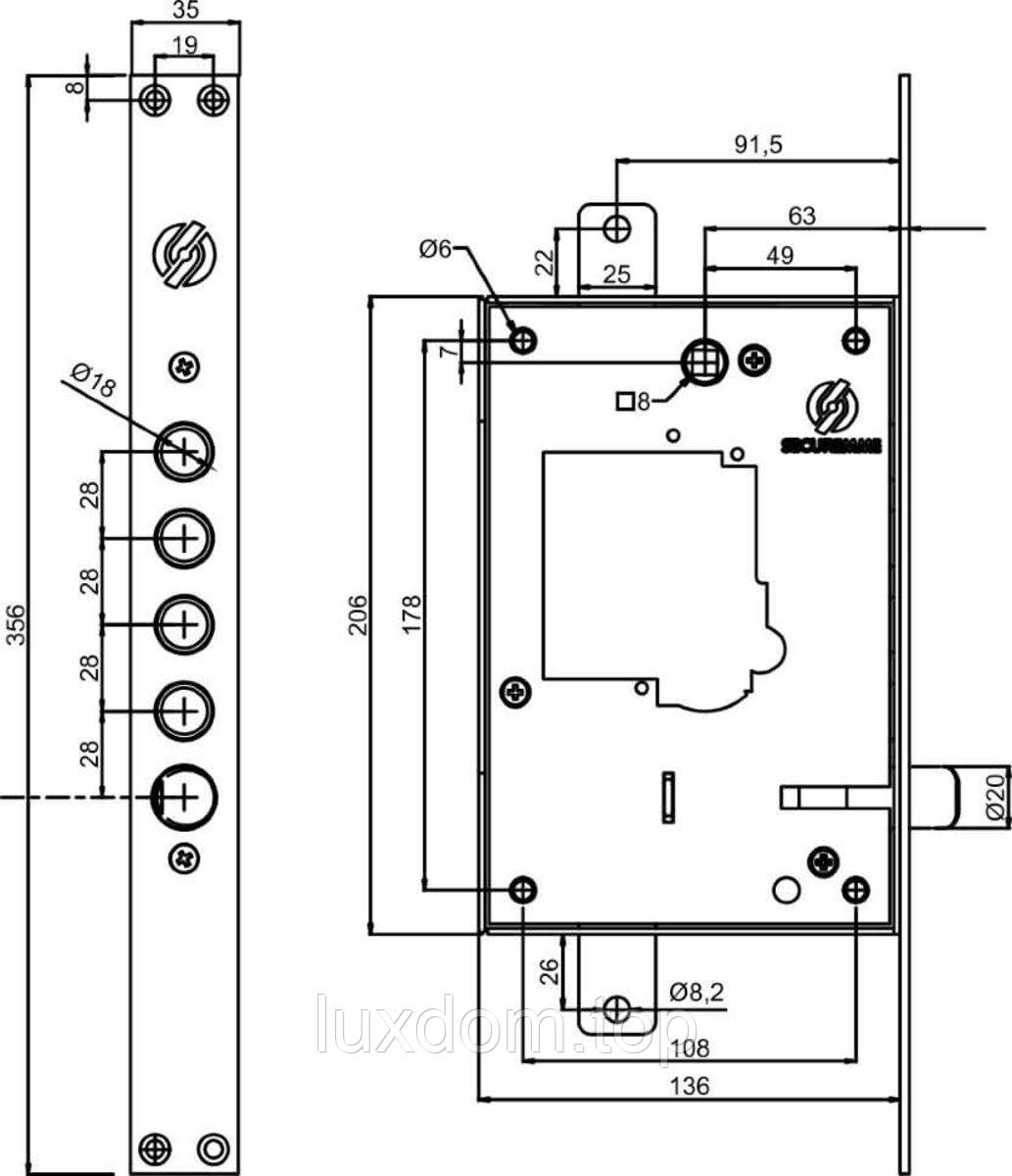 Механізм замку Securemme 2503LCR0328S67