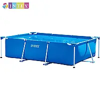 Семейный каркасный большой бассейн Intex, детский прямоугольный голубой бассейн для дачи