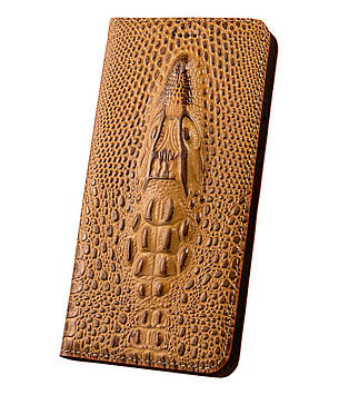 Чохол для Lenovo A5 2018 з натуральної шкіри протиударний магнітний книжка з підставкою "CROCOHEAD" "Голова крокодила" —