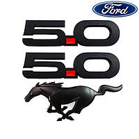 Ford Mustang GT 5.0 2015-2020 Эмблема значок черный в решетку радиатора на крыло комплект Новый Оригинал