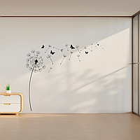 Вінілова інтер'єрна самоклейна наклейка декор на стіну (шпалери, фарбу) "Кульбаба. Метелики" (будь-який колір) з оракалу