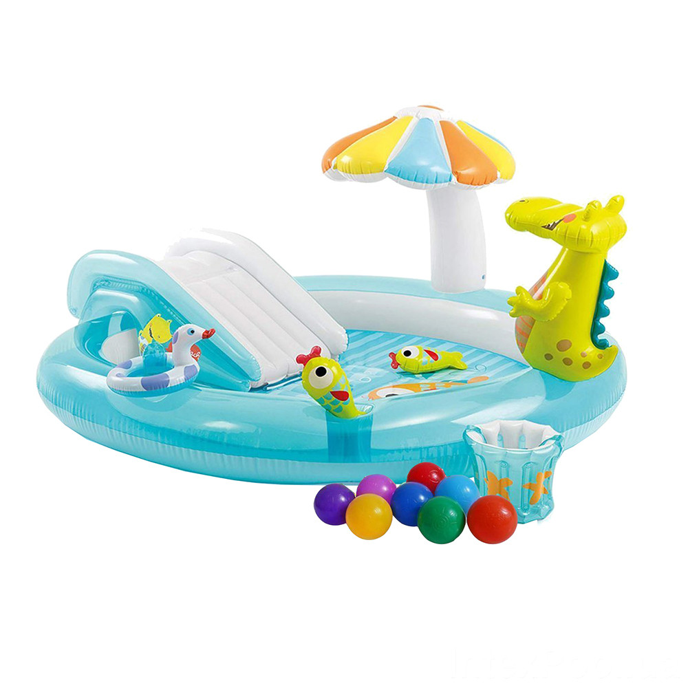 Надувний ігровий центр Intex 57165-1 «Крокодил», 201 х 170 х 84 см, з кульками 10 шт., фото 1