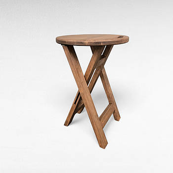 Складний дерев'яний коричневий табурет Розкладна табуретка для кухні Стільчик з дерева ВІЛЬХА колір полісандр