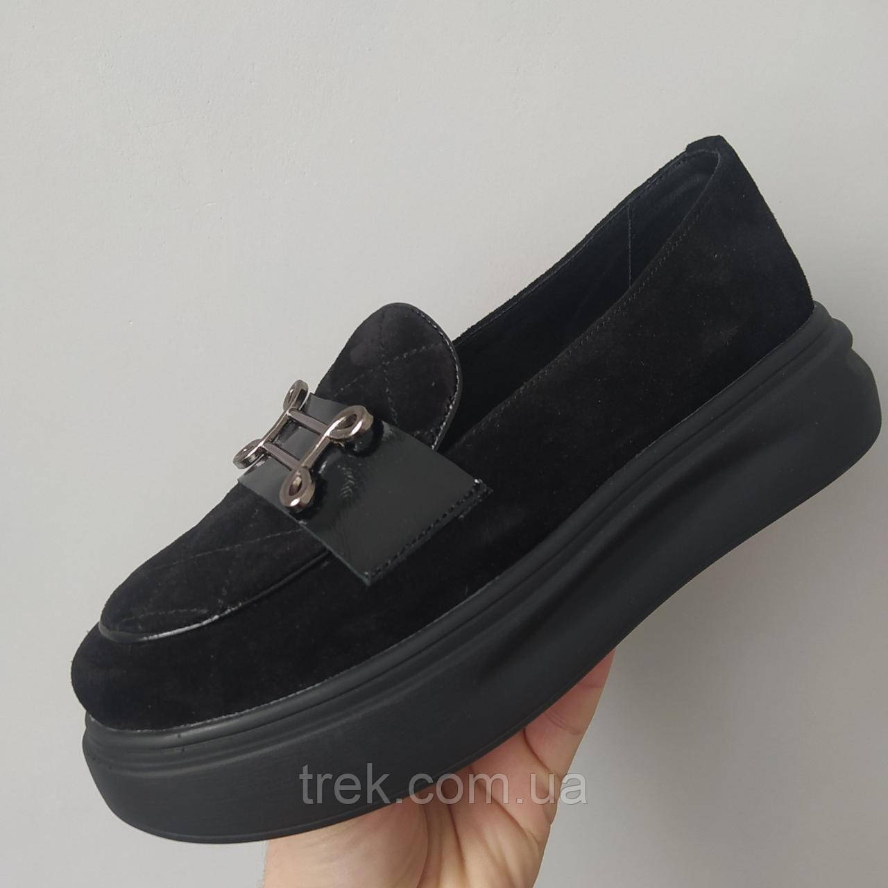 Туфлі жіночі замшеві чорні /23542/ 40р, фото 1
