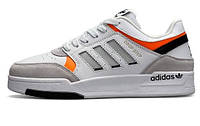 Adidas Drop Step White Gray Orange мужские кожаные кроссовки Адидас Дроп Стэп низкие белые с серым оранж