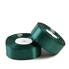Стрічка атласна 25 мм, 33 м, темно-зелений