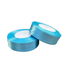 Стрічка атласна 25 мм, 33 м, блакитна яскрава