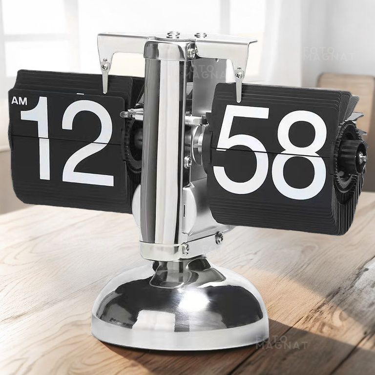 Перекидний годинник настільний Flip clock "Pillar" - у стилі Лофт з циферблатом, що перегортається, 21 х 16 см, з батарейкою