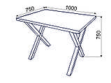 Стіл обідній  Tim 1000*750*32 Кантрі 2 ноги чорні Х, фото 2