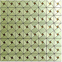 Самоклеющаяся алюминиевая плитка Зеленое золото со стразами 300х300х3мм