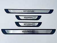 Накладки на пороги Hyundai Tucson JM 2004+ (Y-1 хром-пласт) TAN24
