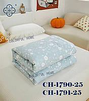 Легкое одеяло с кружевным бортиком Colorful Home 200*230 Голубое
