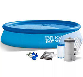 Надувний безкаркасний круглий басейн Intex 28132 (366-76см, 5621 л, фільтр-насос 230V) Синій