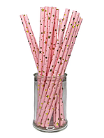 Бумажные трубочки для напитков Звездочки на розовом , 25 шт/уп