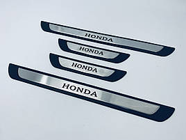 Накладки на пороги Honda Jazz 1 (хром-пласт) TAN24