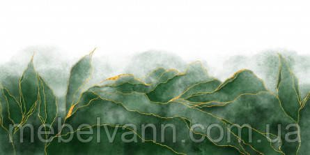 Фотообої Chameleon Зелений Fluid art із золотом 100х100 см, фото 1