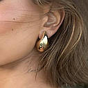 Сережки-пусети сережки краплі масивні жіночі Золотисті (код: s027y), фото 7
