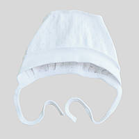 Чепчик шапочка на завязках из ажурного трикотажа для новорожденных Белый Minikin