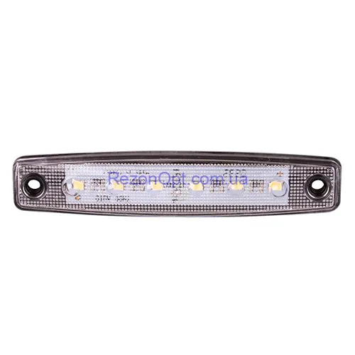 Ліхтар маркерний прямокутний білий 100х20мм 6 LED (12/24v) (пара)