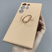 Чохол для Samsung Galaxy S24 Ultra матовий з кільцем утримувачем чохол на самсунг с24 ультра пудровий cfc, фото 4