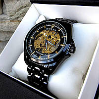 Мужские черные механические наручные часы Rolex / Ролекс
