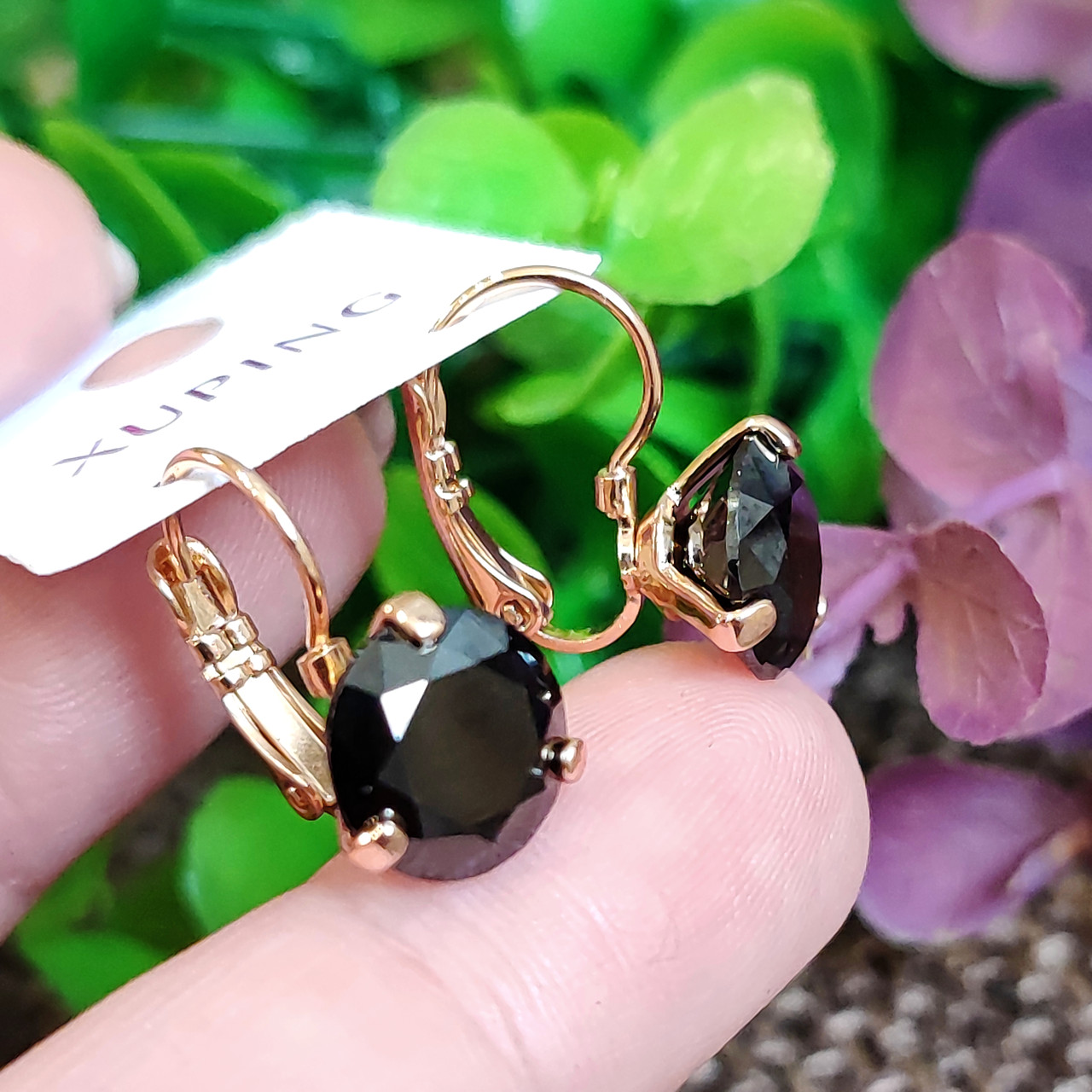 Сережки Xuping довжина 1.8см з цирконієм 10мм медичне золото позолота 18К с1311