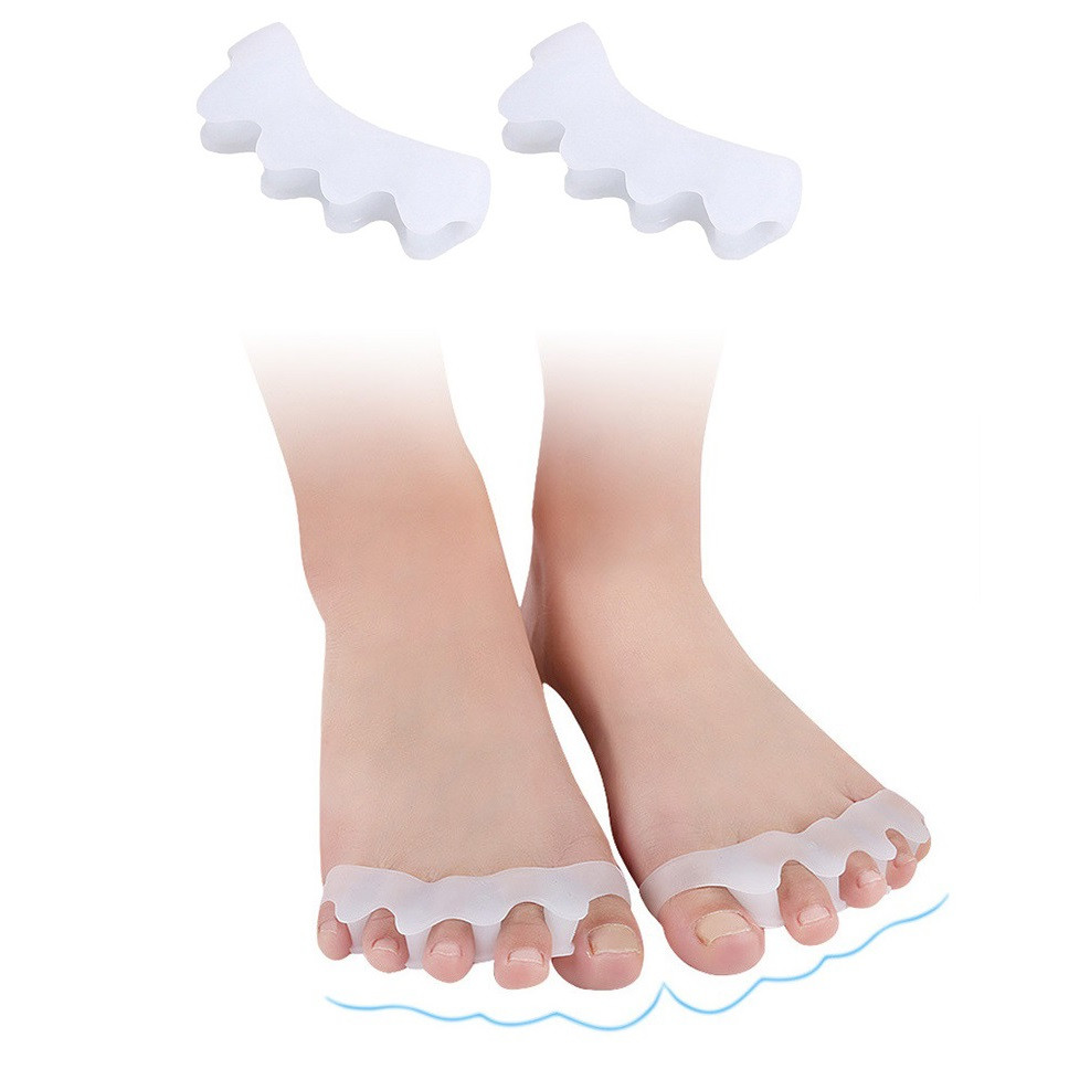Силіконовий коректор міжпальцевий розділювач пальців колір білий 1 пара. Коректор пальців стопи, фото 1