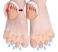 Коректор пальців стопи. Силіконовий міжпальцевий коректор розділювач пальців колір бежевий 1 пара, фото 8