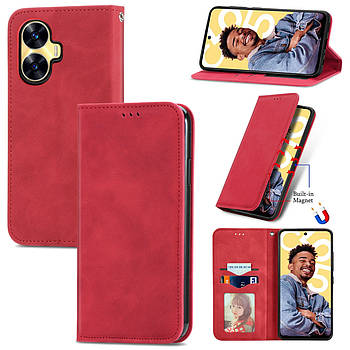 Чохол-книжка Skin Feel Leather Wallet для Realme C55 Red