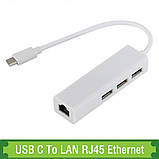 HUB Type-C на 3 USB+RJ45 мережна карта, фото 2
