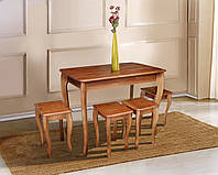 Маленький прямоугольный недорогой обеденный кухонный стол из массива дерева и столешницей МДФ для маленькой кухни 100*60 см Смарт орех